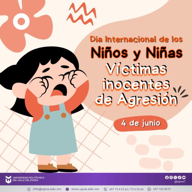 04 de junio | Día Internacional de los Niños y Niñas Víctimas Inocentes de la Agresión.

Hoy hacemos un llamado a la reflexión sobre la importancia de proteger los derechos, la integridad y el bienestar de las niñas y los niños en todo el mundo.

Esta fecha nos recuerda que la infancia debe crecer en entornos seguros, libres de violencia, discriminación y cualquier forma de agresión. Como sociedad, tenemos la responsabilidad de promover una cultura de respeto, empatía y paz que garantice su desarrollo pleno y una vida digna.

Construyamos juntos un futuro donde cada niña y cada niño pueda crecer con amor, seguridad y oportunidades para alcanzar sus sueños.

#DíaInternacionalDeLosNiñosYNiñasVíctimasInocentesDeLaAgresión
#SomosUPVE 
#PorElDesarrolloYLaGrandeza 
#SomosDelfinesUPVE