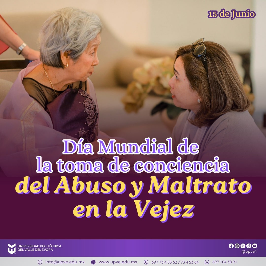 15 de junio | Día Mundial de la Toma de Conciencia del Abuso y Maltrato en la Vejez.
Las personas adultas mayores merecen vivir esta etapa con respeto, dignidad y amor. Hoy hacemos un llamado a reconocer, prevenir y erradicar cualquier forma de abuso, abandono o discriminación hacia quienes han dedicado su vida a construir familias y comunidades más fuertes.
Cuidar, acompañar y respetar también es una forma de agradecer.
#DíaMundialContraelMaltratoenlaVejez
#SomosUPVE
#PorElDesarrolloYLaGrandeza
#SomosDelfinesUPVE