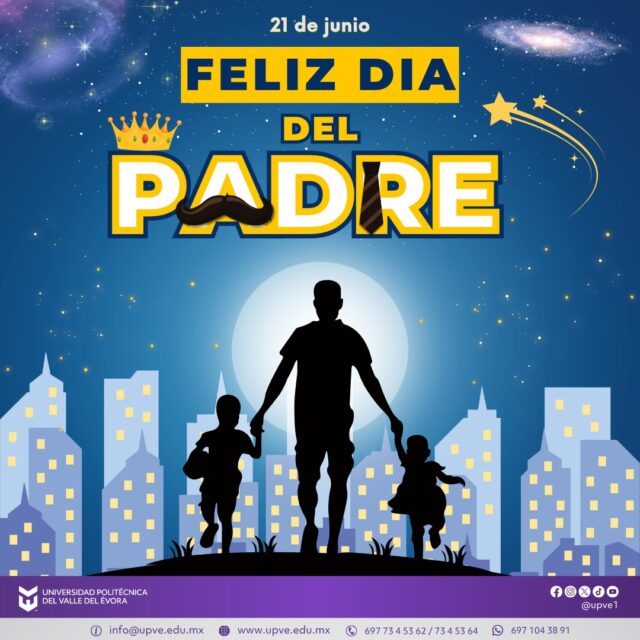 👔 ¡Feliz Día del Padre! 💙
La Universidad Politécnica del Valle del Évora reconoce y celebra a todos los padres de nuestra comunidad universitaria y de la sociedad en general, quienes con amor, esfuerzo, dedicación y ejemplo contribuyen día a día a la formación de sus familias y al desarrollo de una mejor sociedad.
Agradecemos su compromiso, fortaleza y la invaluable labor que realizan como guías, protectores e inspiración para las nuevas generaciones.
Hoy celebramos su entrega y les deseamos un día lleno de alegría, orgullo y momentos inolvidables junto a sus seres queridos.
¡Muchas felicidades a todos los papás! 👏✨
#DíaDelPadre
#SomosUPVE
#PorElDesarrolloYLaGrandeza
#SomosDelfinesUPVE