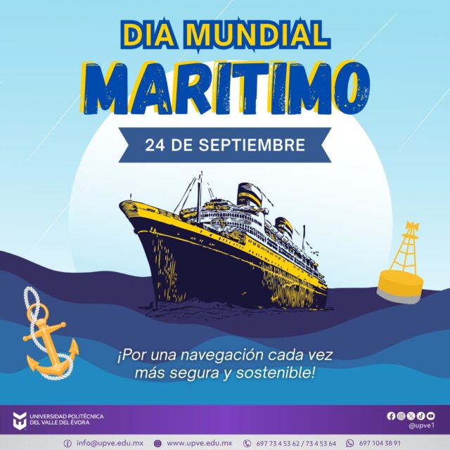 24 DE SEPTIEMBRE | DÍA MARÍTIMO MUNDIAL 🌊⚓
El Día Marítimo Mundial se celebra cada año el último jueves de septiembre para destacar la importancia del transporte marítimo, la seguridad en la navegación y la protección de los océanos. 🌎
Cuidar nuestros ecosistemas marinos es responsabilidad de todas y todos. 🌱🌊
#DíaMarítimoMundial
#SomosUPVE
#PorElDesarrolloYLaGrandeza
#SomosDelfinesUPVE