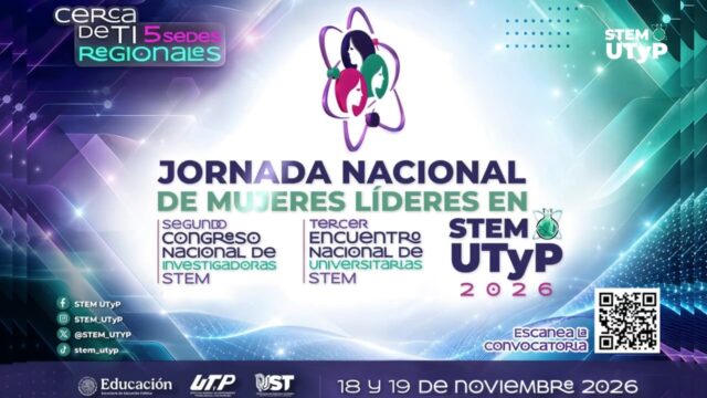 🔬💜 ¡Jornada Nacional de Mujeres Líderes en STEM 2026!
Este 18 y 19 de noviembre, viviremos un espacio nacional para compartir conocimiento, experiencias y liderazgo en Ciencia, Tecnología, Ingeniería y Matemáticas.
📄 Consulta la convocatoria y regístrate:
https://bit.ly/3VfjtlN
#MujeresSTEM #STEMUTyP #STEM2026 #DGUTyP #JornadaNacionaldeMujeresLíderesenSTEM