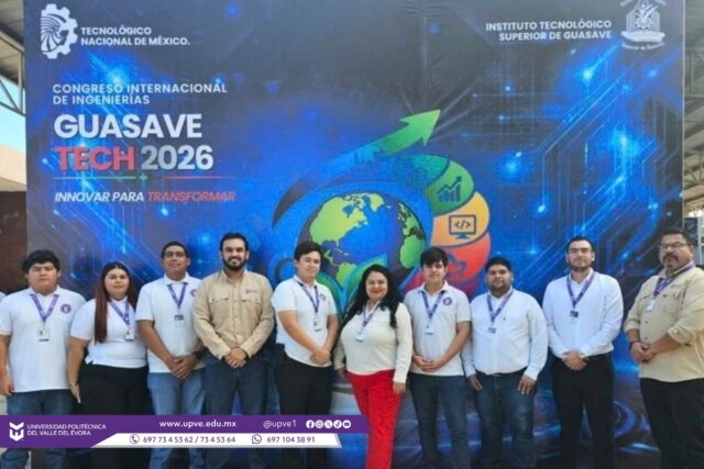 🔬 ¡La UPVE presente en el Congreso Internacional de Ingenierías Guasave TECH 2026! 🌎

Estudiantes y docentes de la Universidad Politécnica del Valle del Évora participaron en el Congreso Internacional de Ingenierías Guasave TECH 2026, realizado en las instalaciones del Instituto Tecnológico Superior de Guasave, fortaleciendo el intercambio académico, científico y tecnológico.

Durante este encuentro, nuestros estudiantes presentaron tres carteles de proyectos de investigación en las áreas estratégicas de Biotecnología y Sistemas Agroalimentarios:

✅ Valorización de conchas marinas para la obtención de citrato de calcio.
-Dania Guadalupe Arredondo Pantoja
-Kevin Alexis Zazueta Bojórquez
-Dr. Héctor Reyes Tapia
-Dra. Mónica Acuña Jiménez

✅ Tamizaje fitoquímico de compuestos bioactivos de Azadirachta indica obtenidos mediante extracción asistida por ultrasonido.
-José Damián Ramírez Saillé
-Manuel Adair Ochoa Luna
-Juan Diego De la Rosa Ibarra
-Dra. Mónica Acuña Jiménez

✅ Actividad insecticida de Ricinus communis y Allium sativum sobre Tenebrio molitor.
-Javier Eduardo Zavala López
-Ing. Felipe de Jesús López Cortés
-Ing. Fidelia Higuera Blancarte
-Dra. Mónica Acuña Jiménez

Asimismo, asistieron al Panel de expertos(as) moderado por el Dr. Andrés León Villanueva y con la participación del Dr. Igor Gonytskyy Marynchuk, Dr. Luis Miguel Ballesteros Ospina, Dra. Consuelo Almazán García, Dr. Juan Carlos Cabanillas Noris e Ing. Francisco Xavier Valdés Simancas; este foro permitió debatir sobre los retos, oportunidades y fronteras del conocimiento en la investigación.

Además de realizar un recorrido por la ExpoTec: Innovar para Transformar, con la participación de empresas, organismos e instituciones aliadas.

Reconocemos el compromiso de nuestras y nuestros estudiantes, así como del personal docente Dra. Mónica Acuña Jiménez, Dr. Héctor Reyes Tapia, M.C. Felipe de Jesús López Cortés y M.C. Luis Esteban Soto Moreno, por impulsar la investigación, la innovación y el desarrollo tecnológico desde la UPVE.

#SomosUPVE
#PorElDesarrolloYLaGrandeza
#SomosDelfinesUPVE