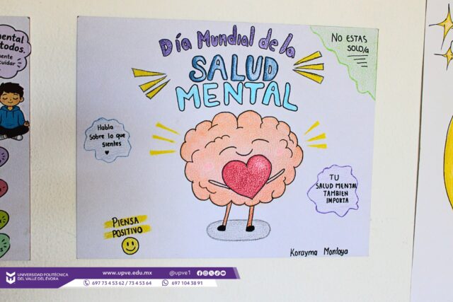 💚🎨 ¡La creatividad también promueve la salud mental! 💜✨

En el marco del Día Mundial de la Salud Mental, estudiantes de la UPVE participaron en la elaboración de carteles conmemorativos, llenos de color, creatividad y emotivos mensajes que promueven el bienestar emocional, el autocuidado y la importancia de cuidar nuestra salud mental.

A través de sus diseños, las y los estudiantes compartieron mensajes positivos que nos recuerdan que expresar nuestras emociones, pedir ayuda y apoyarnos mutuamente son acciones fundamentales para nuestro bienestar.

#DíaMundialDeLaSaludMental
#SomosUPVE
#PorElDesarrolloYLaGrandeza
#SomosDelfinesUPVE