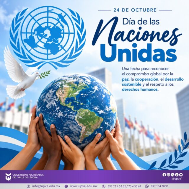 🌎 24 DE OCTUBRE | DÍA DE LAS NACIONES UNIDAS 🕊️
Hoy conmemoramos el Día de las Naciones Unidas, una fecha que nos invita a fortalecer el compromiso con la paz, la cooperación internacional, el desarrollo sostenible y el respeto a los derechos humanos.
Construir un mundo más justo, solidario e inclusivo es una responsabilidad compartida. ¡La unión y la colaboración son clave para un futuro mejor! 💙🤝
#DíaDeLasNacionesUnidas
#SomosUPVE
#PorElDesarrolloYLaGrandeza
#SomosDelfinesUPVE